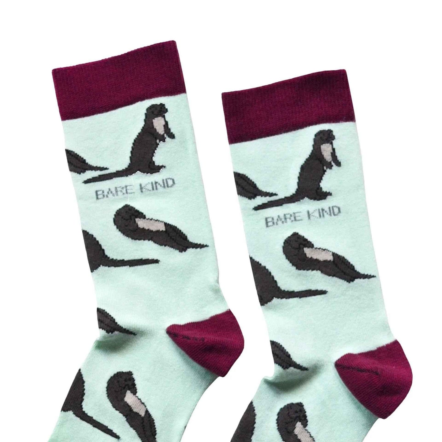 Barekind NZ bamboo socks featuring otter illustrations, designed for adults size 4-7, made from sustainable bamboo material.