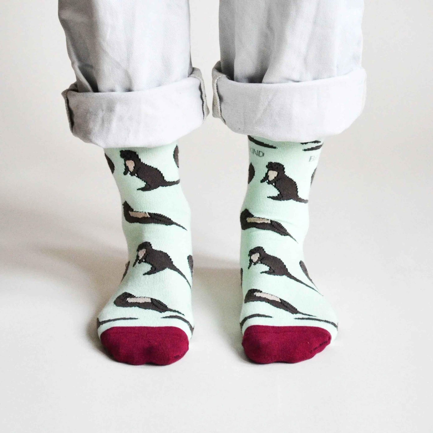 Barekind NZ bamboo socks featuring otter designs, soft and eco-friendly socks for adults in size 4-7.