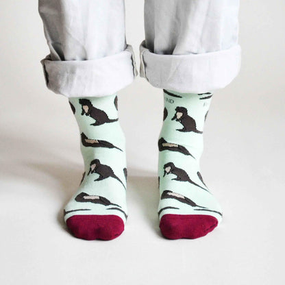 Barekind NZ bamboo socks featuring otter designs, soft and eco-friendly socks for adults in size 4-7.