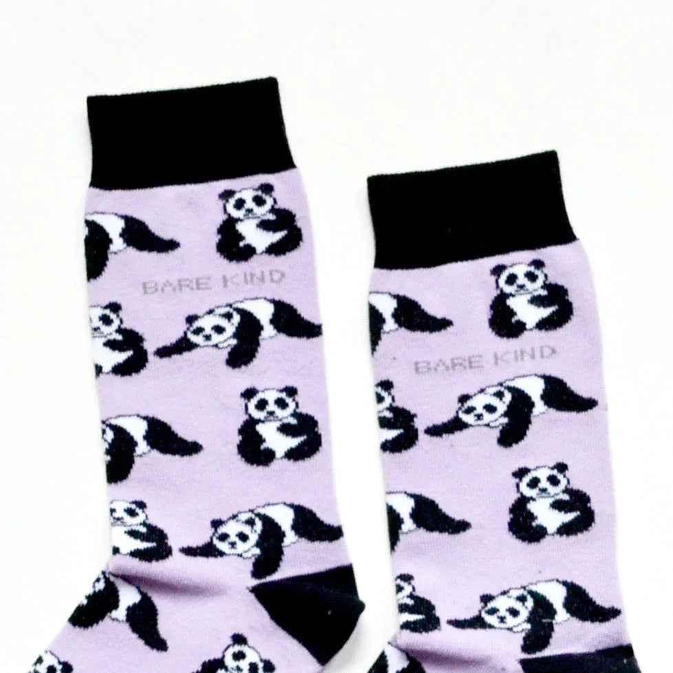 Barekind NZ bamboo socks featuring panda designs, adult size 4-7, eco-friendly and comfortable for everyday wear.