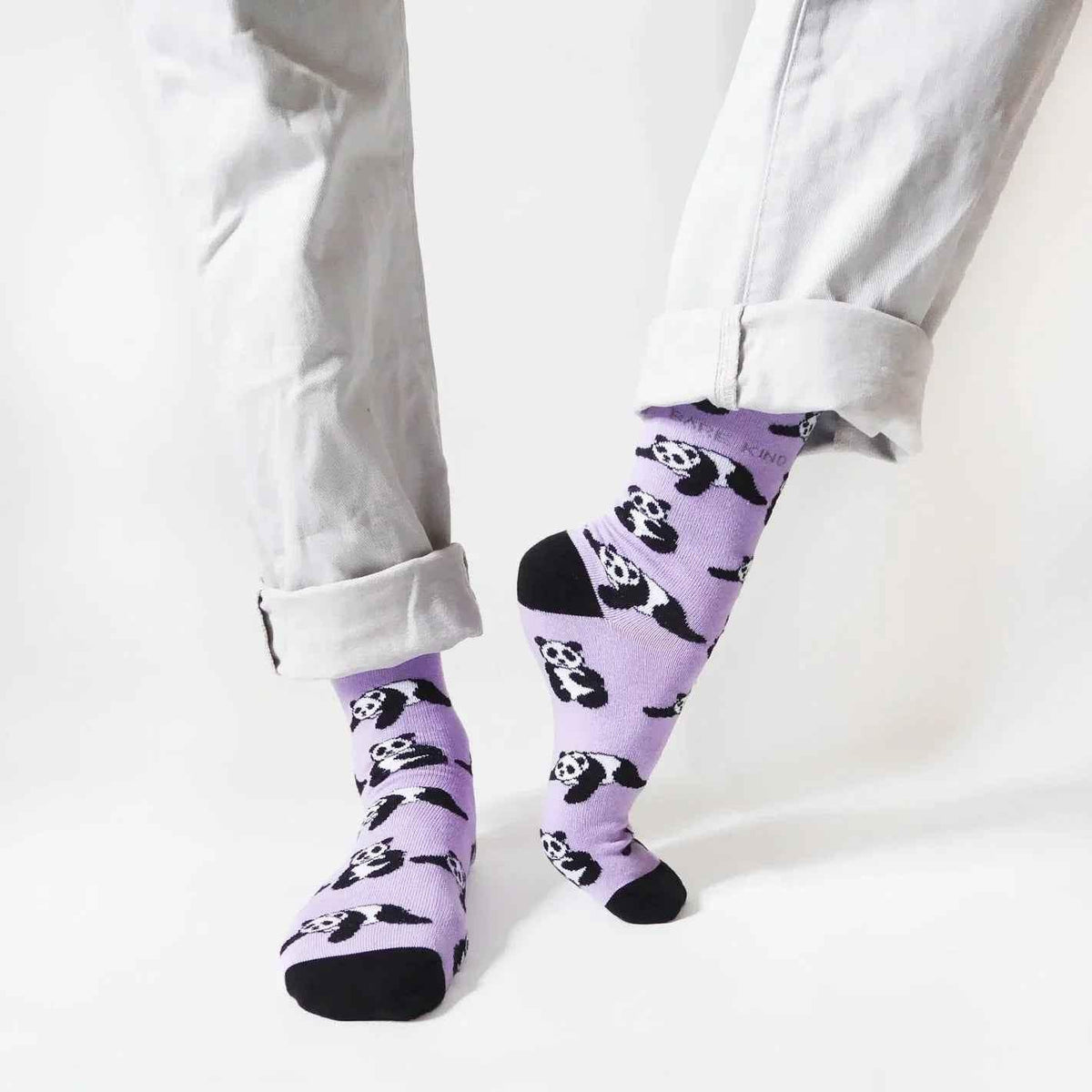 Barekind NZ bamboo socks featuring a panda design, adult size 4-7, eco-friendly and comfortable for everyday wear.