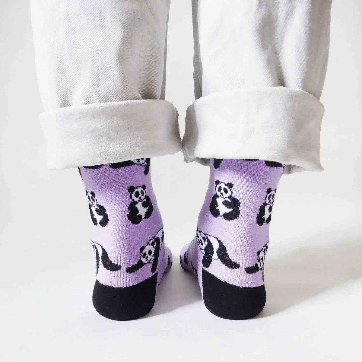 Barekind NZ Save the Pandas bamboo socks for adults, featuring a cozy design with panda motifs and eco-friendly bamboo material.
