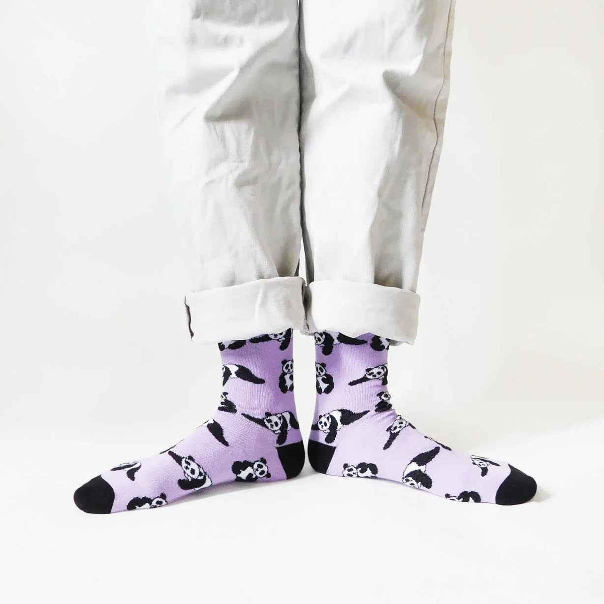 Barekind NZ Save the Pandas bamboo socks for adults, featuring panda print and comfortable bamboo fabric.