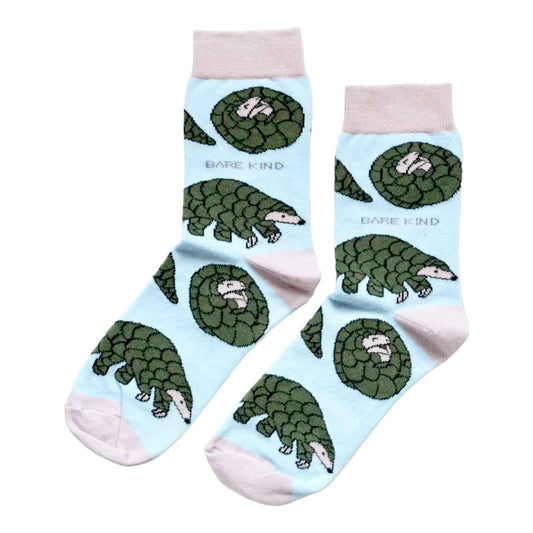 Barekind NZ bamboo socks featuring Save the Pangolins design, stylish and eco-friendly socks for adults.