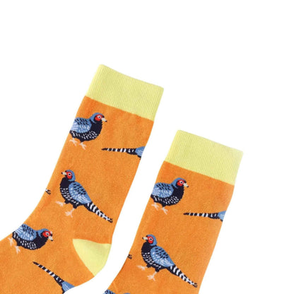 Barekind NZ bamboo socks featuring a pheasant design for adults, crafted from soft, eco-friendly bamboo fabric.