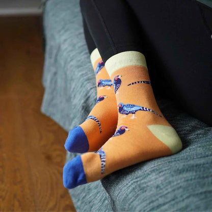 Barekind NZ bamboo socks featuring pheasant motif, designed for adults with comfortable fit and eco-friendly materials.