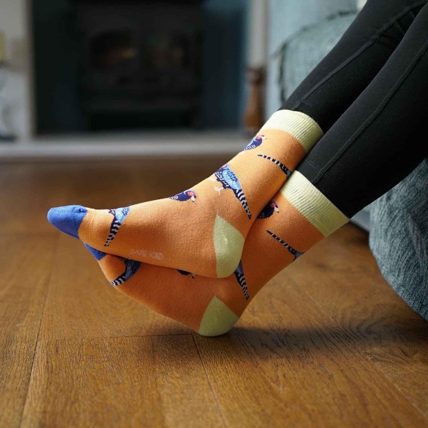 Barekind NZ bamboo socks featuring pheasant design, adult size 4-7, eco-friendly and comfortable for everyday wear.