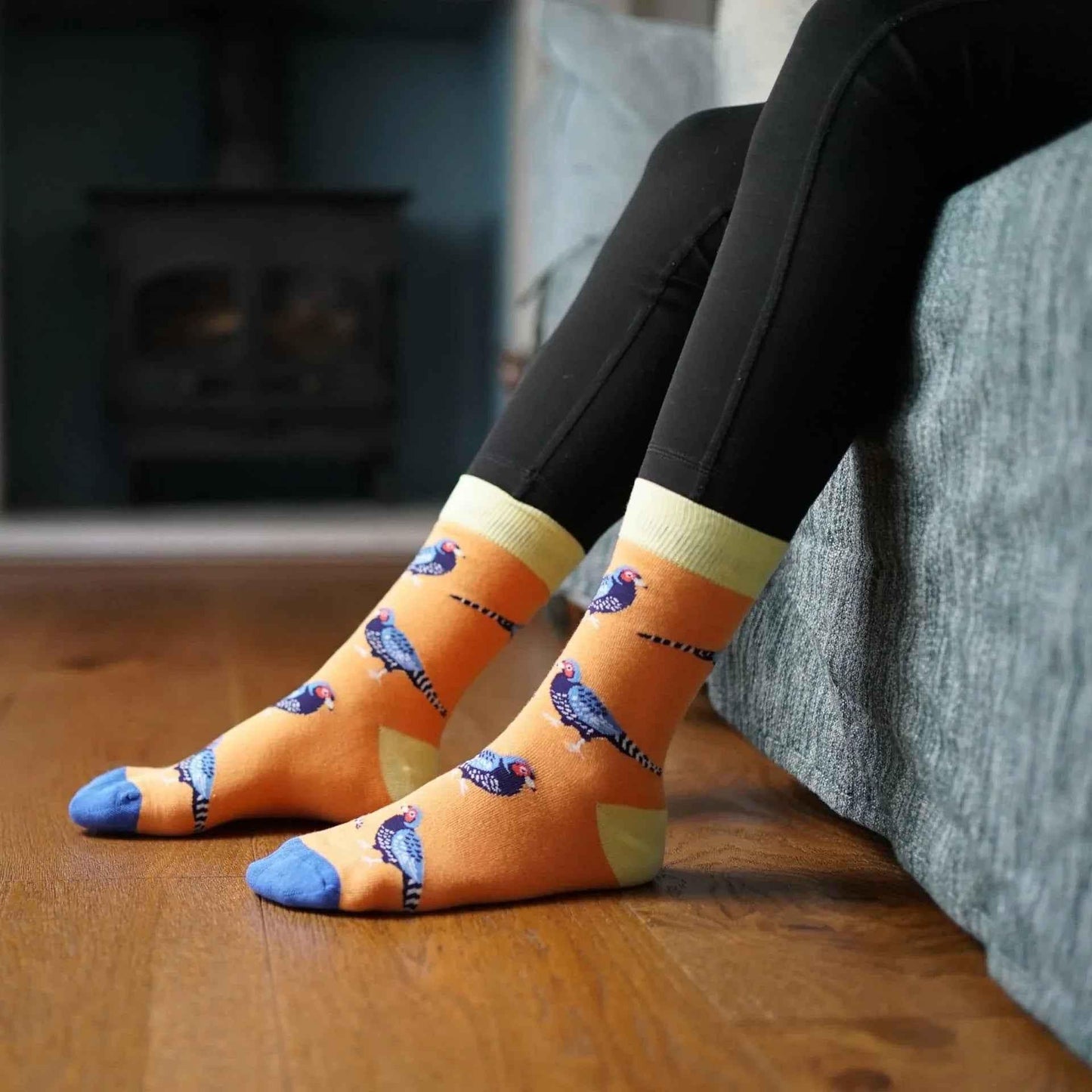 Barekind NZ bamboo socks featuring pheasant design, adult size 4-7, eco-friendly and comfortable sock for everyday wear.