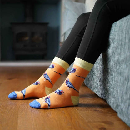 Barekind NZ bamboo socks featuring pheasant design, adult size 4-7, eco-friendly and comfortable sock for everyday wear.