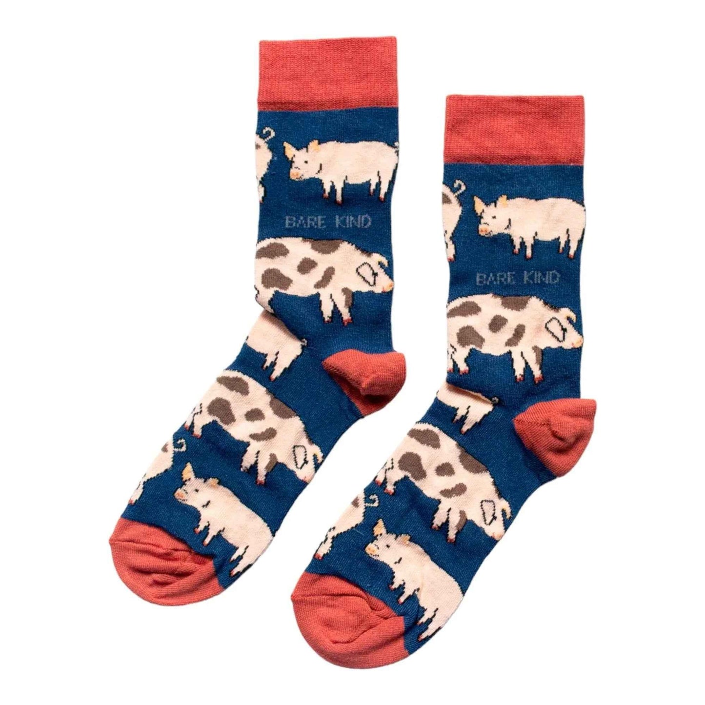 Barekind NZ Save the Pigs bamboo socks for adults, featuring pig-themed design, soft and eco-friendly material.