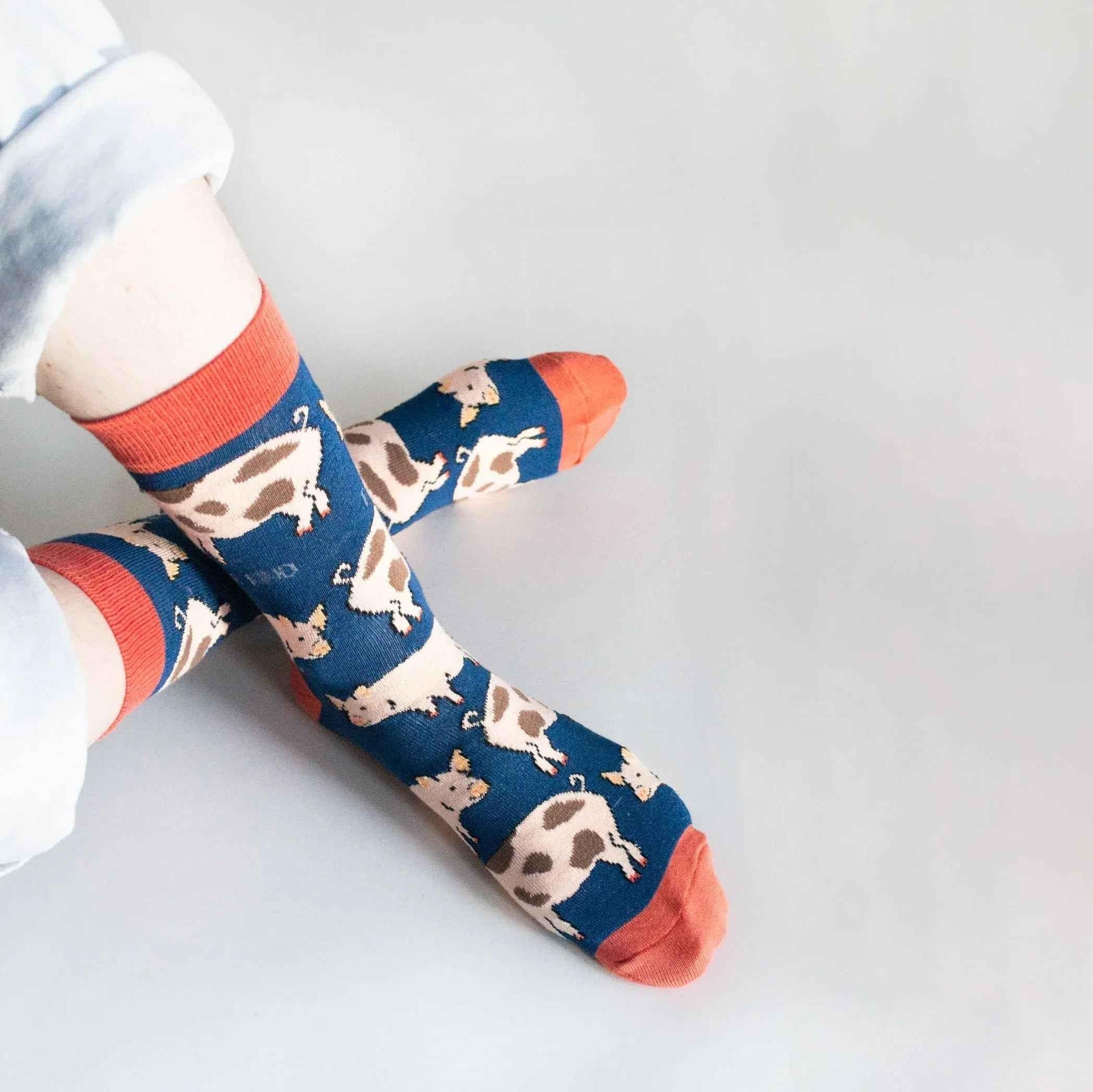 Barekind NZ Save the Pigs bamboo socks for adults, featuring eco-friendly design and pig-themed print, soft and comfortable footwear.