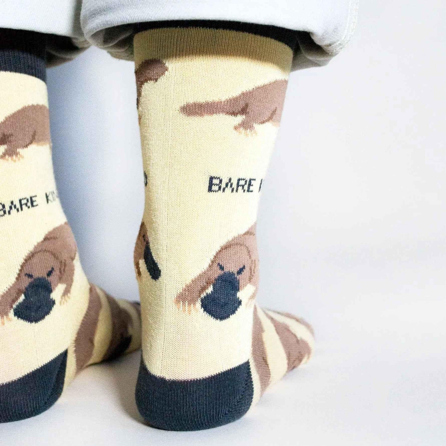 Barekind NZ bamboo socks featuring Save the Platypus design for adults, showcasing soft, eco-friendly sock material and colorful pattern.