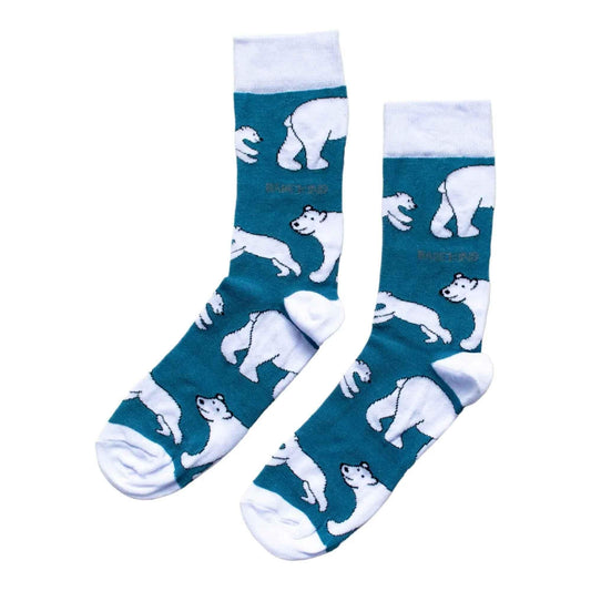Barekind NZ Save the Polar Bears bamboo socks for adults, featuring a cozy sock design with polar bear imagery.