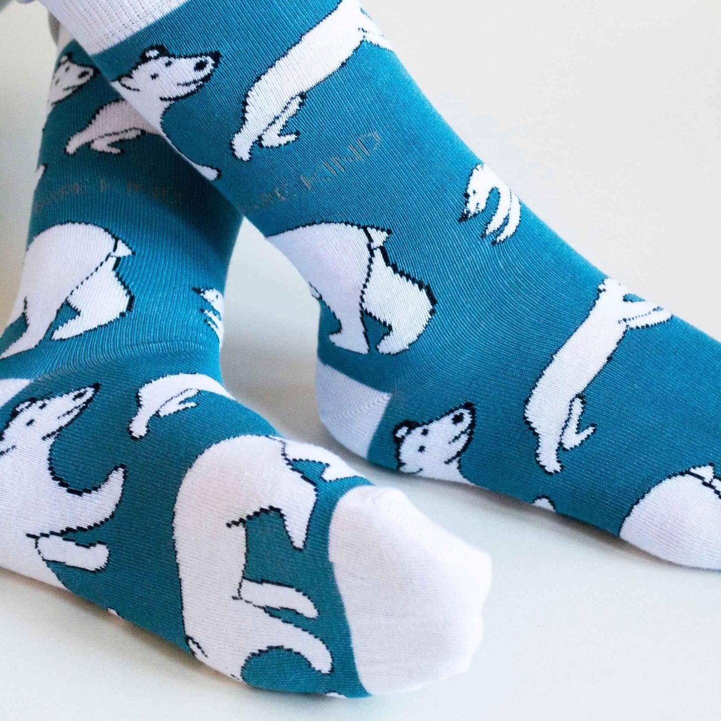 Barekind NZ bamboo socks featuring polar bear design, adult size 4-7, eco-friendly and comfortable for everyday wear.