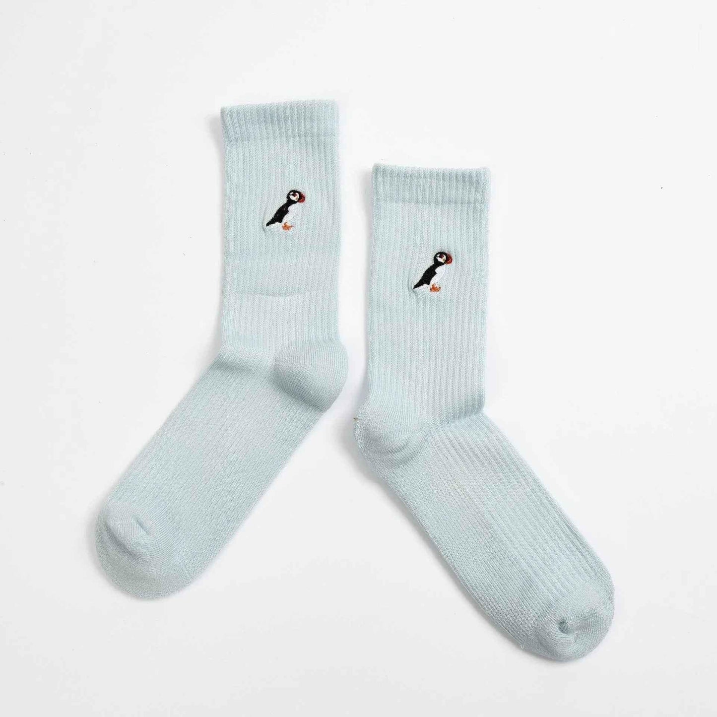 Barekind NZ Save the Puffin ribbed bamboo socks for adults in size 4-7, featuring a comfortable, eco-friendly sock design.