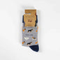 Barekind NZ bamboo socks featuring a purple dog design, designed for adult sizes 4-7, made from eco-friendly bamboo material.