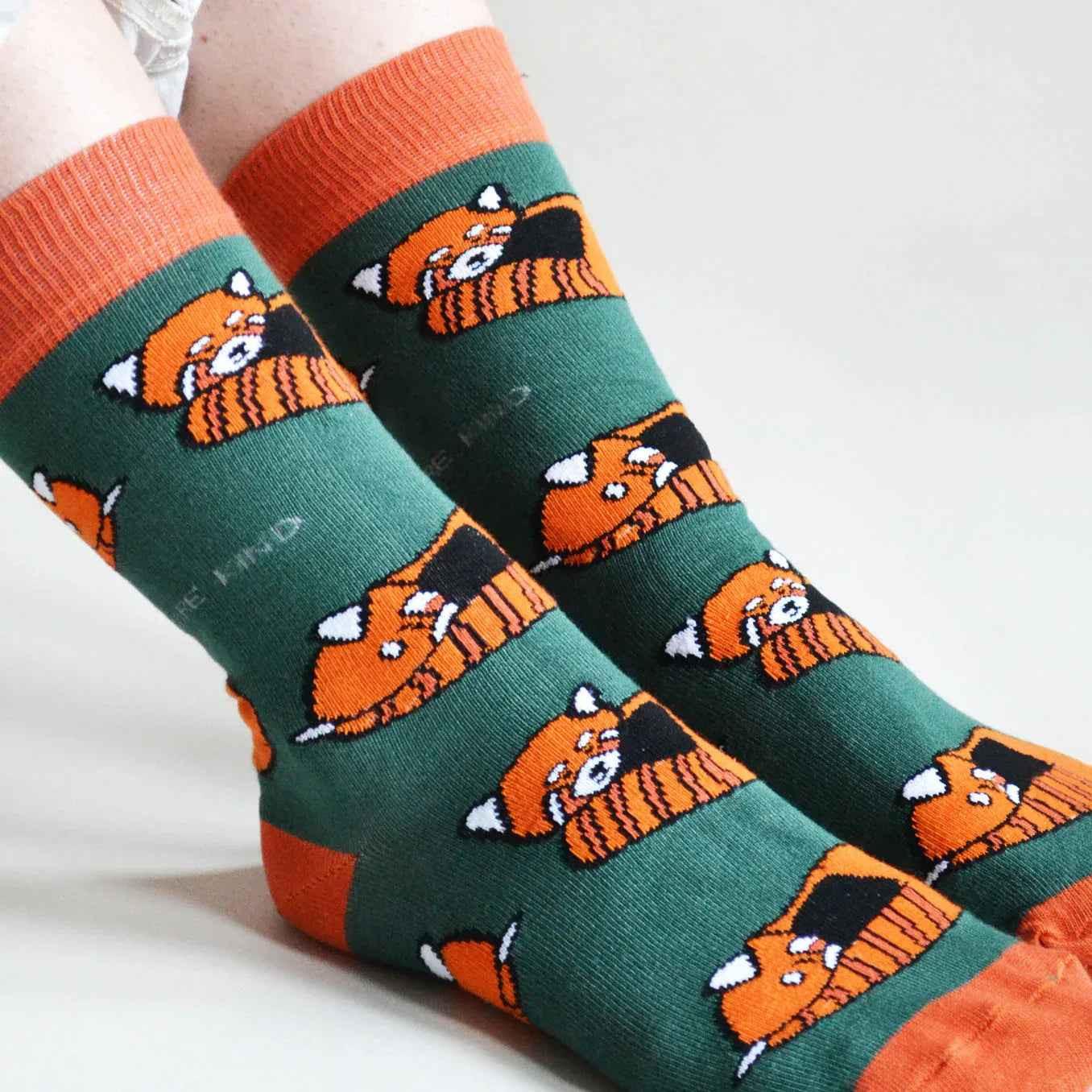 Barekind NZ Save the Red Pandas bamboo socks for adults, featuring colorful panda and bamboo design on soft, eco-friendly socks.