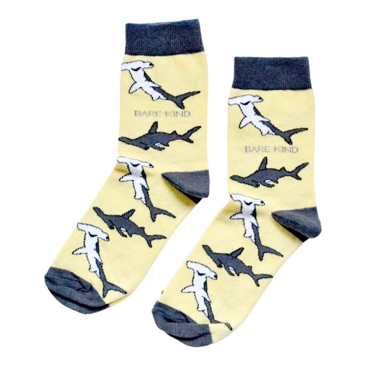 Barekind NZ Save the Sharks Bamboo Socks for adults, featuring shark designs on eco-friendly bamboo fabric.