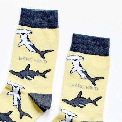 Barekind NZ Bamboo Socks for adults featuring a Save the Sharks design, made from sustainable bamboo material.