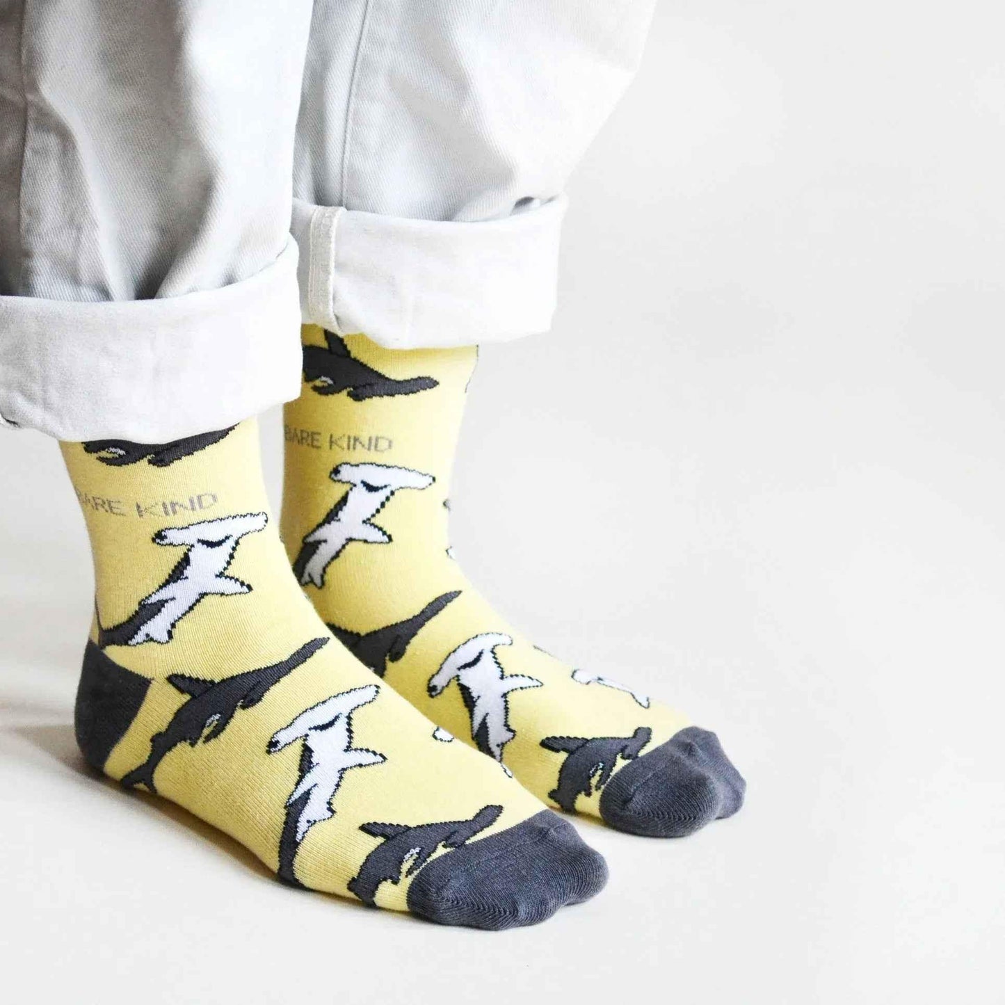 Barekind NZ Save the Sharks bamboo socks for adults, featuring shark designs and comfortable bamboo fabric.