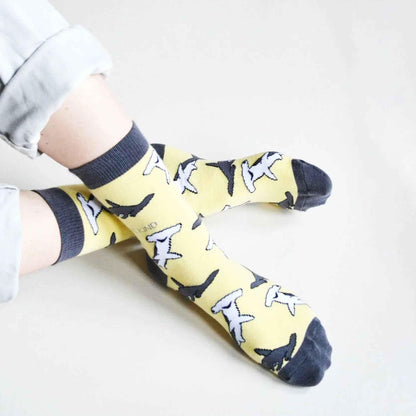Barekind NZ Save the Sharks bamboo socks for adults, featuring shark designs, made from sustainable bamboo fabric, perfect for everyday wear.