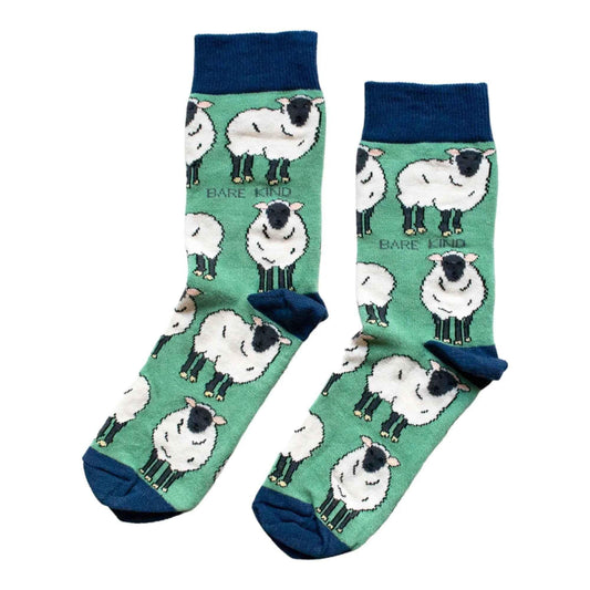 Barekind NZ Save the Sheep bamboo socks for adults, soft and eco-friendly socks featuring a sheep design.