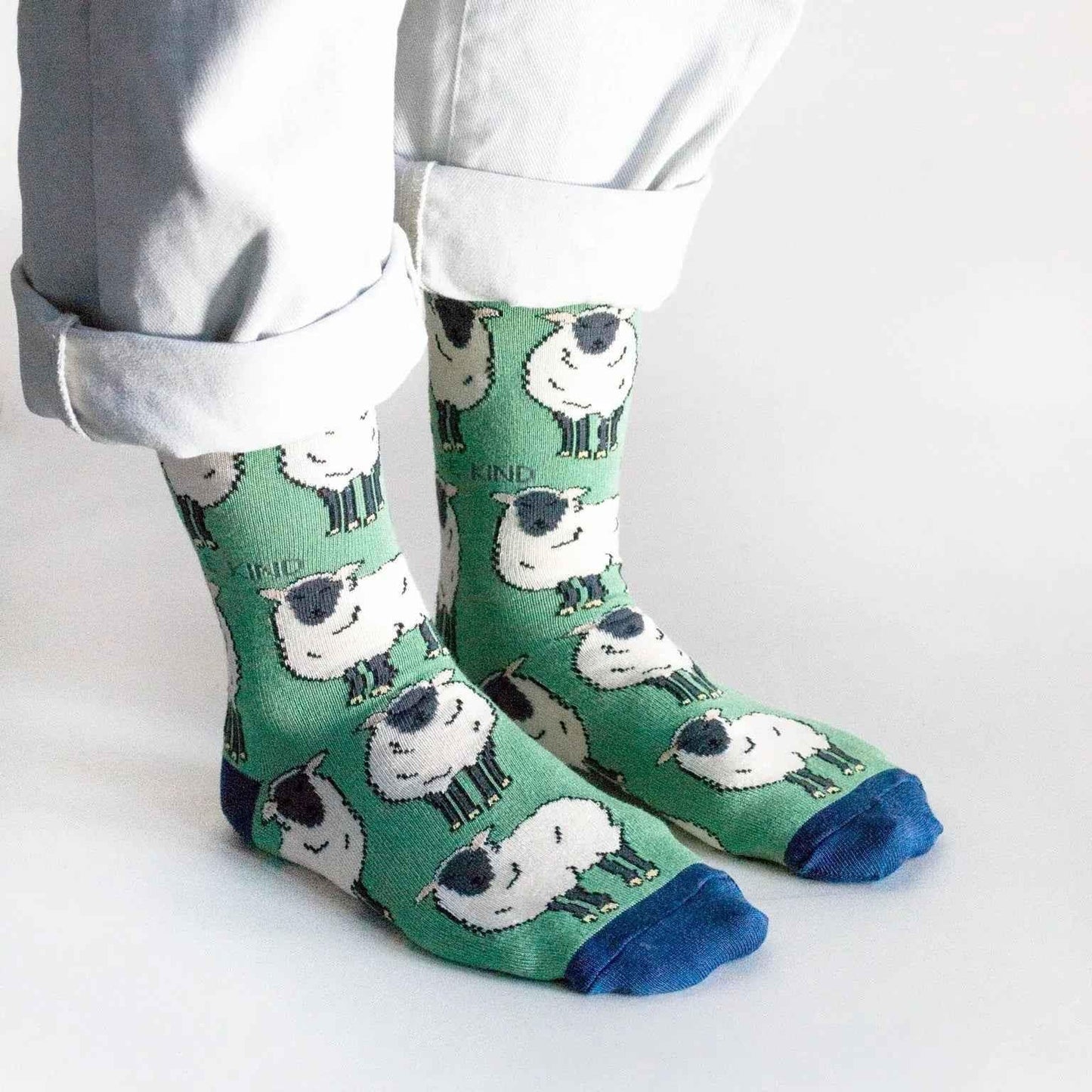 Barekind NZ Save the Sheep bamboo socks for adults, featuring a soft, eco-friendly design with sheep and bamboo patterns.