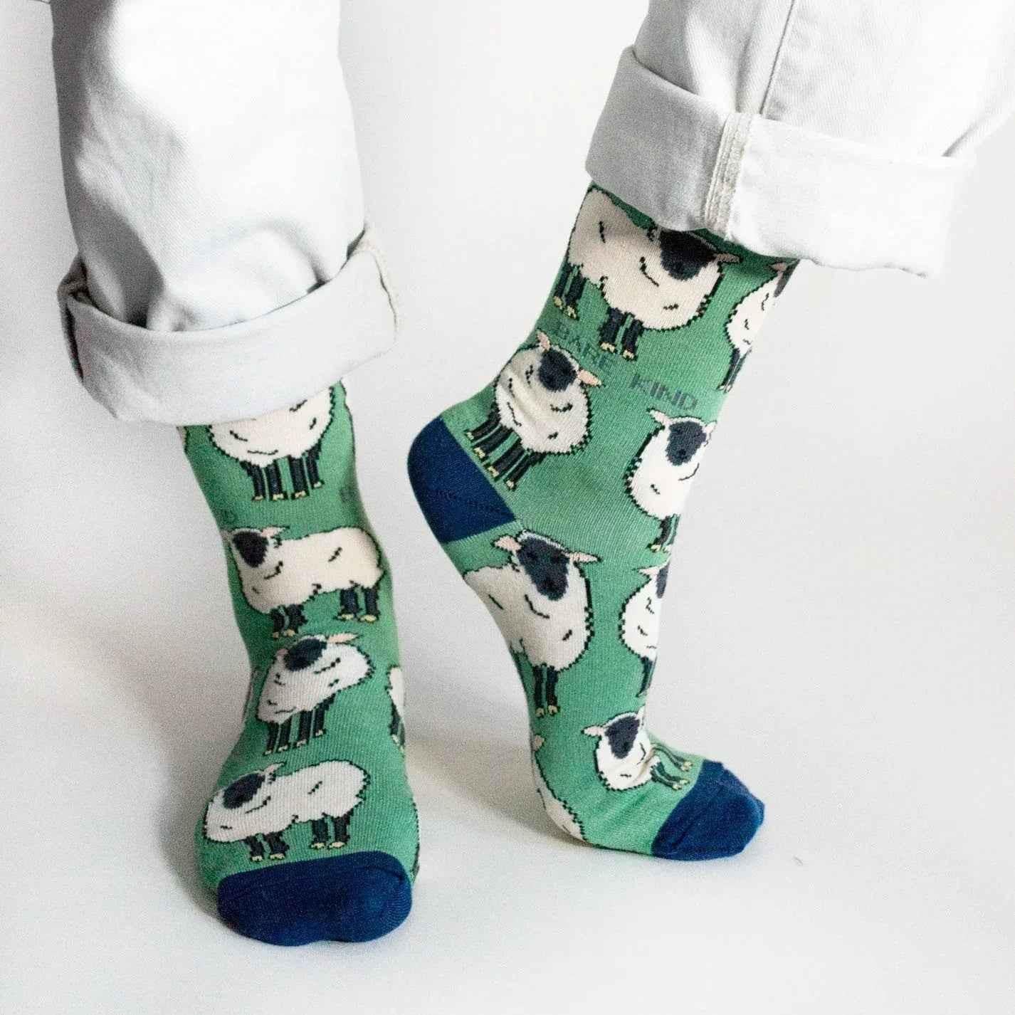 Barekind NZ Save the Sheep bamboo socks for adults featuring sheep and nature-inspired design, made from soft, eco-friendly bamboo fabric.