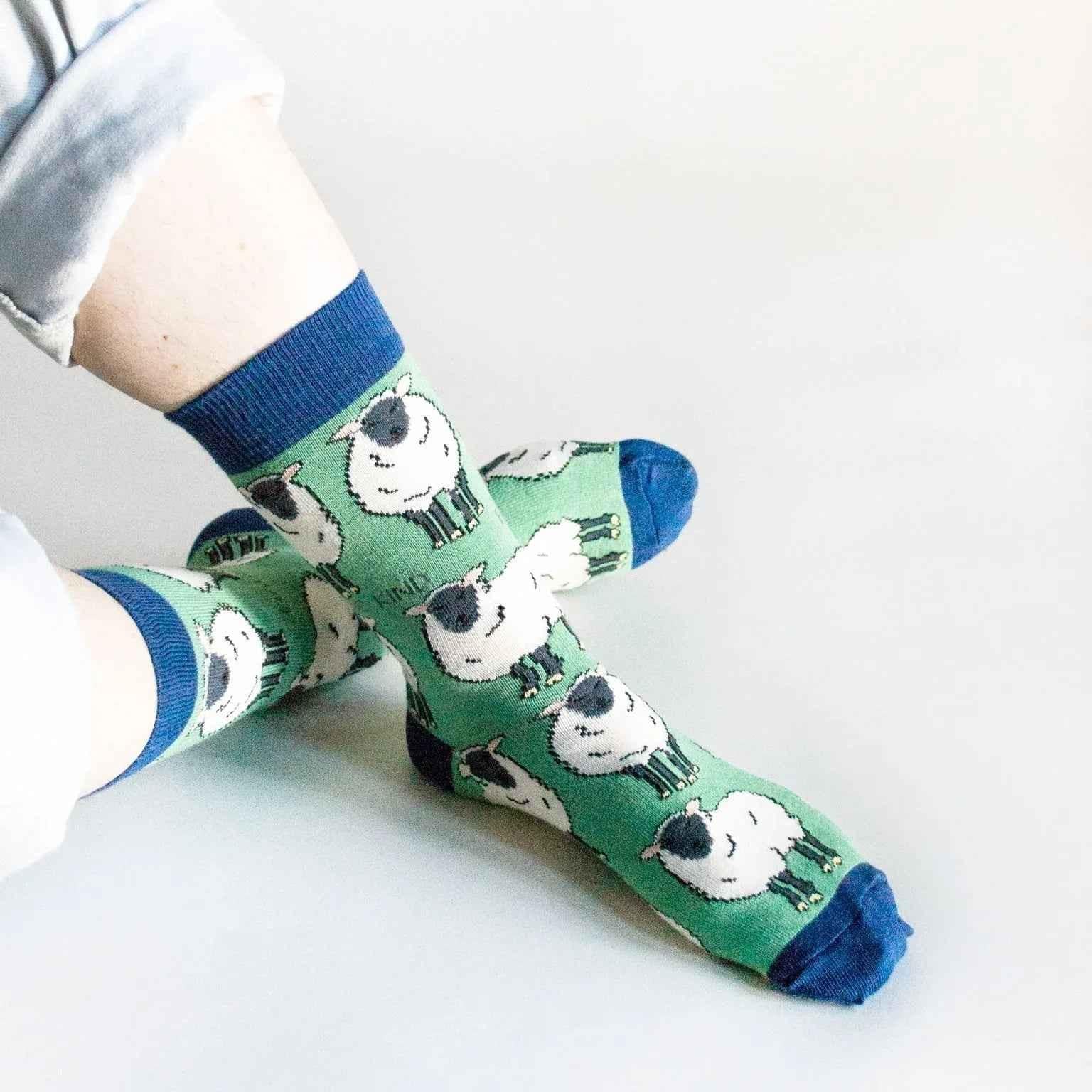 Barekind NZ Save the Sheep bamboo socks for adults, featuring a soft, eco-friendly design with sheep-themed pattern.