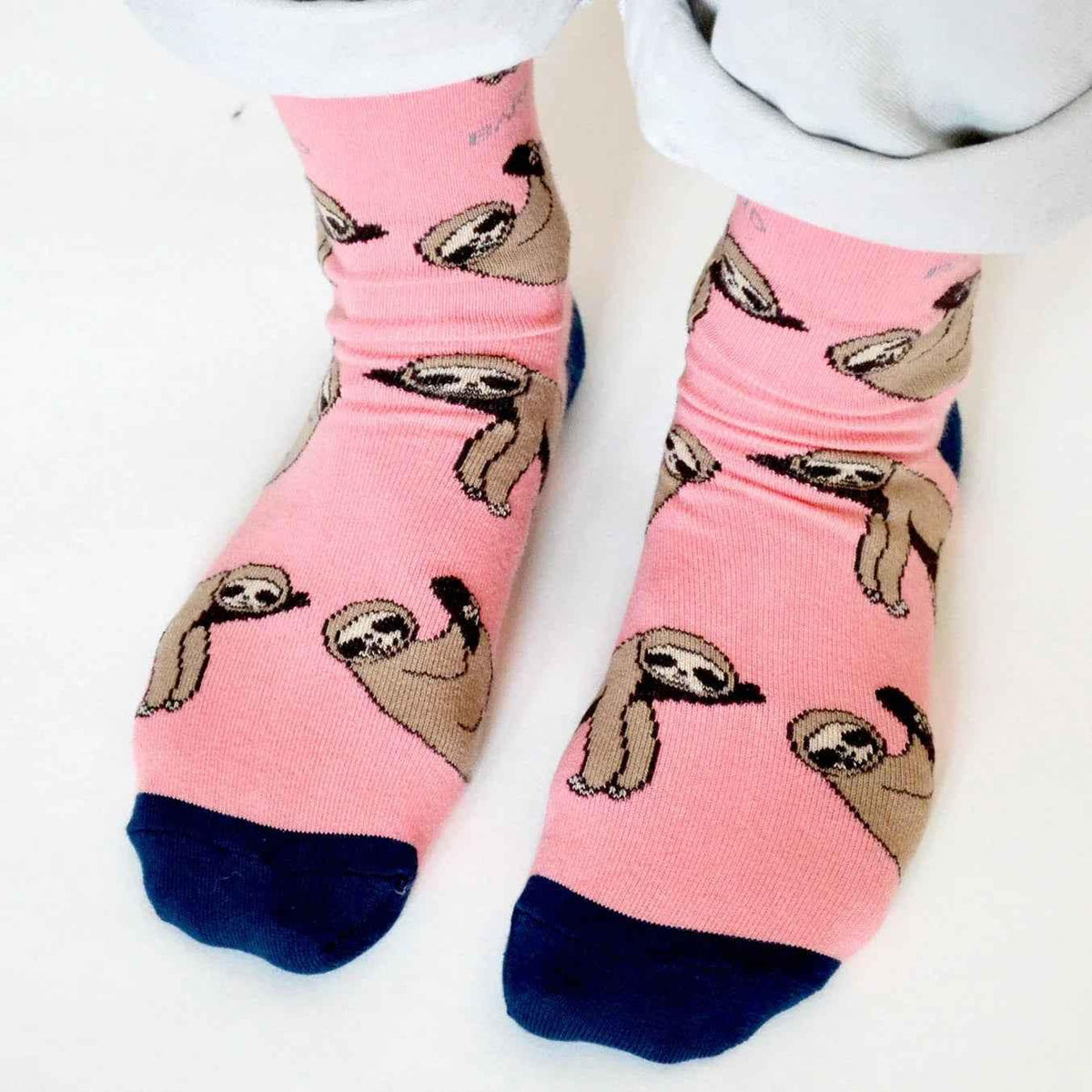 Barekind NZ bamboo socks featuring sloth designs, adult size 4-7, eco-friendly and soft for comfortable wear.