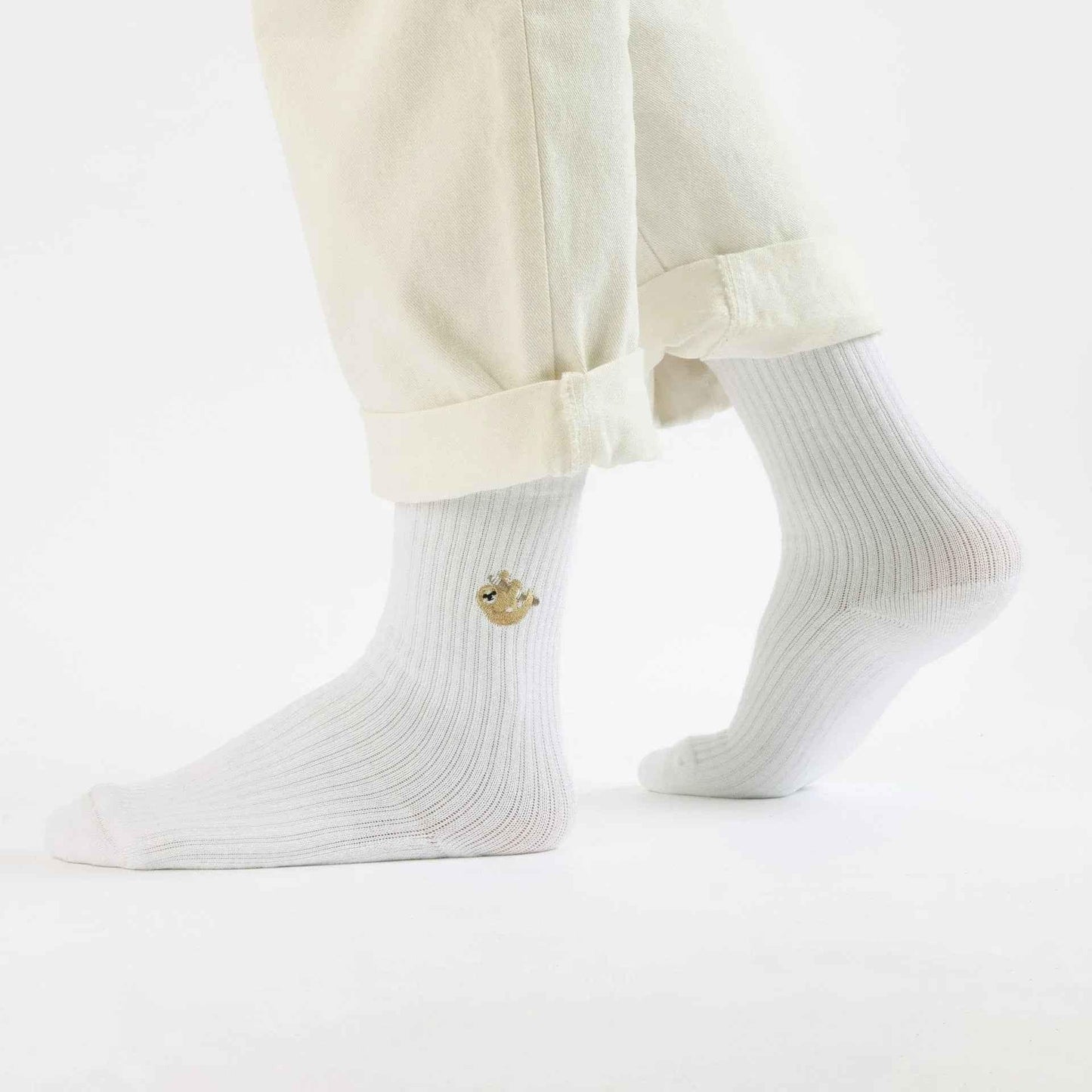 Barekind NZ Save the Sloths ribbed bamboo socks for adults, featuring a cozy, textured design in eco-friendly bamboo fabric.