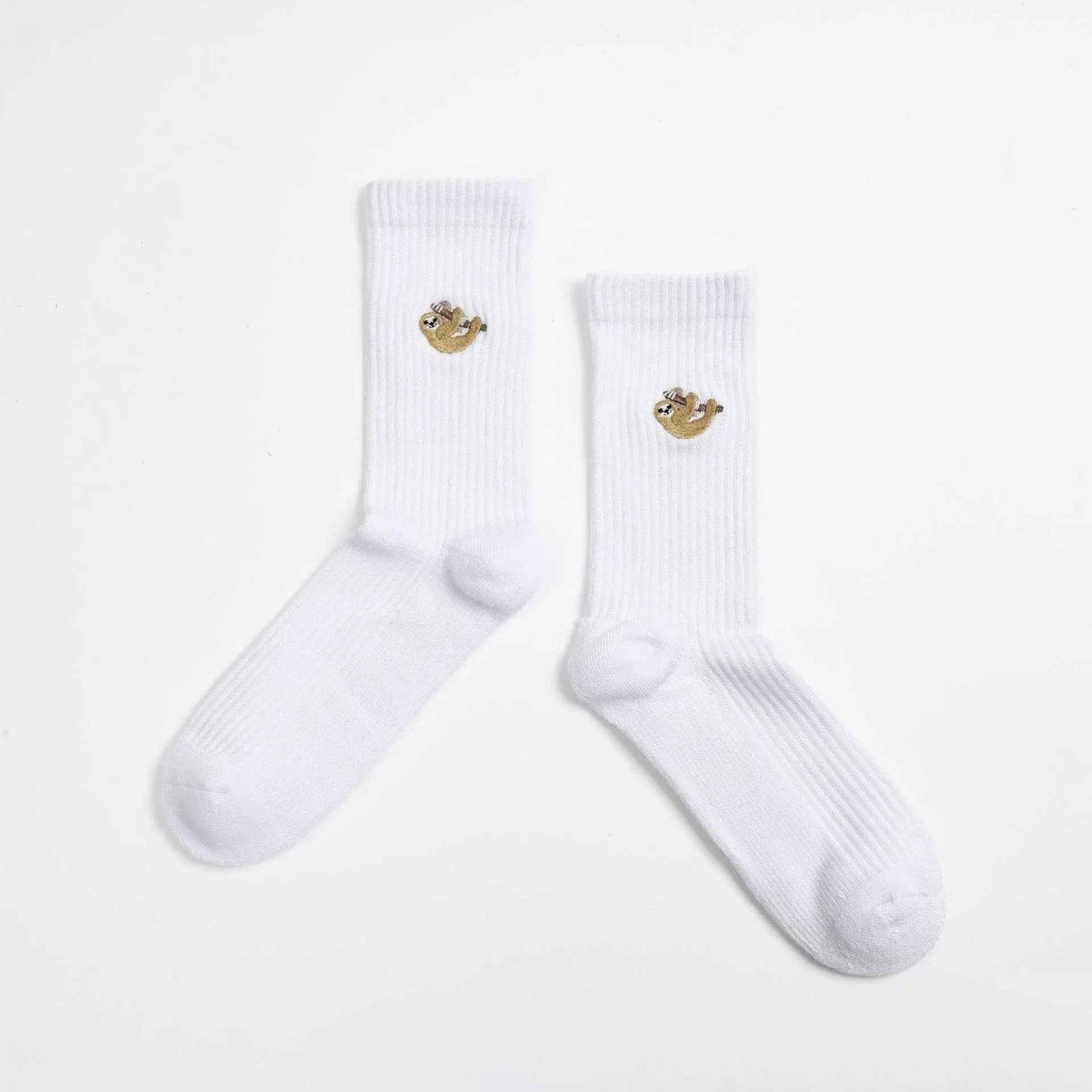 Barekind NZ Save the Sloths ribbed bamboo socks for adults, featuring a cozy, sustainable sock design with sloth illustrations.