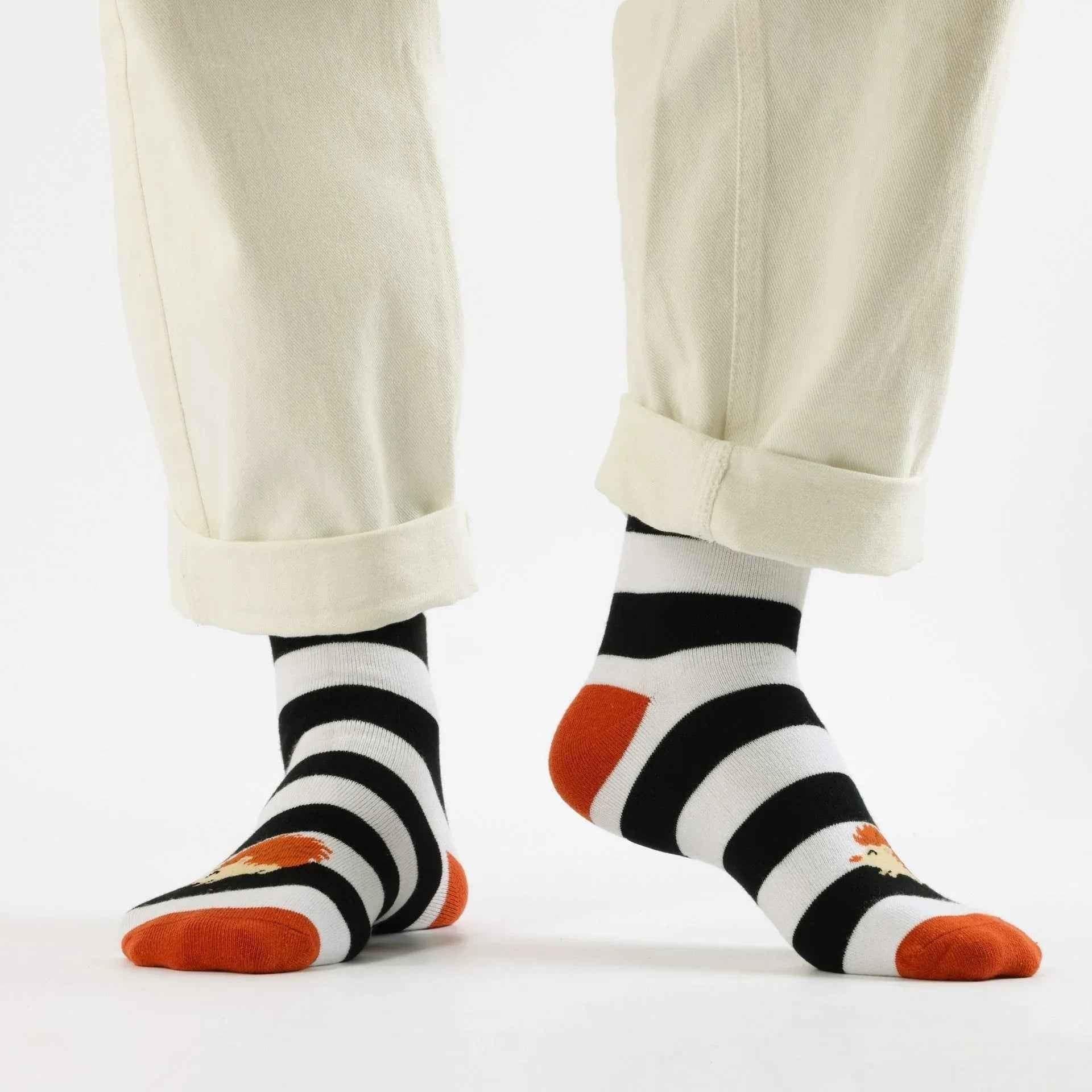 Barekind NZ bamboo socks featuring a striped hedgehog design, adult size 4-7, made from comfortable, eco-friendly material.