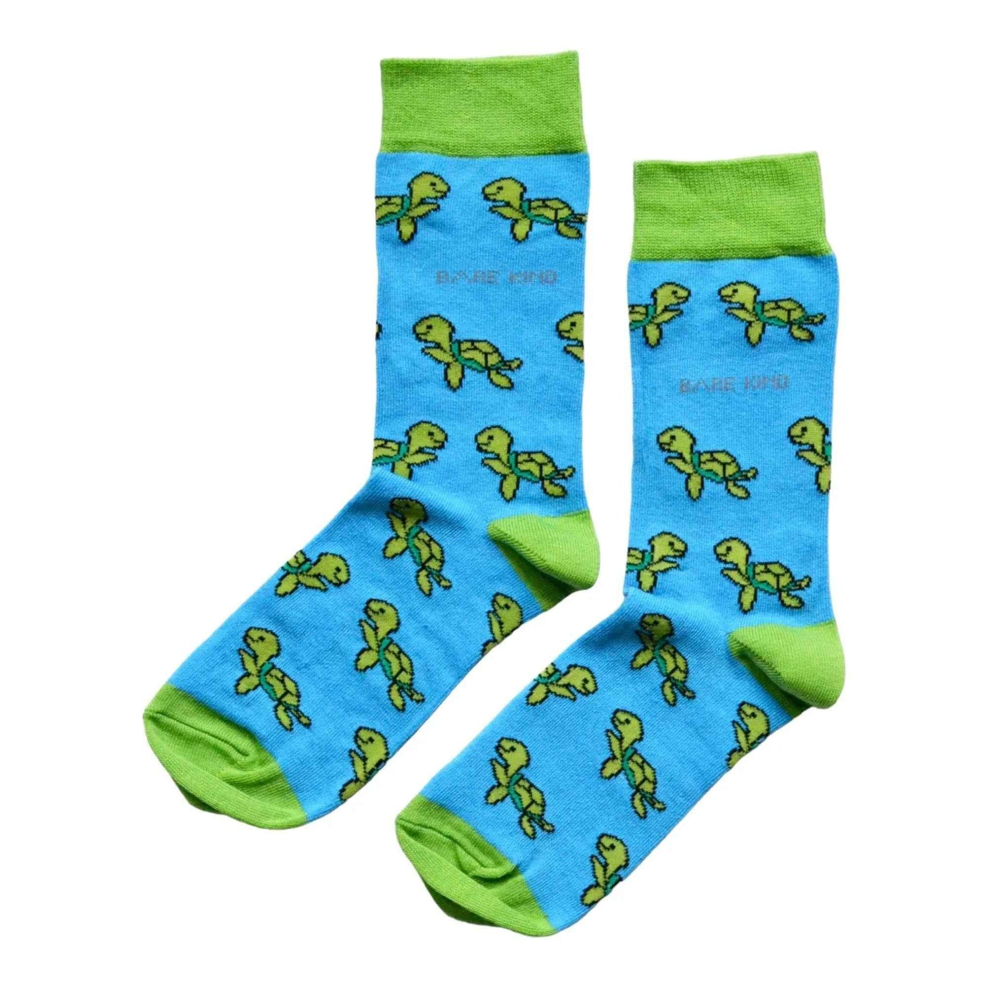Barekind NZ Save the Turtles bamboo socks for adults, featuring turtle-themed designs on comfortable, eco-friendly socks.