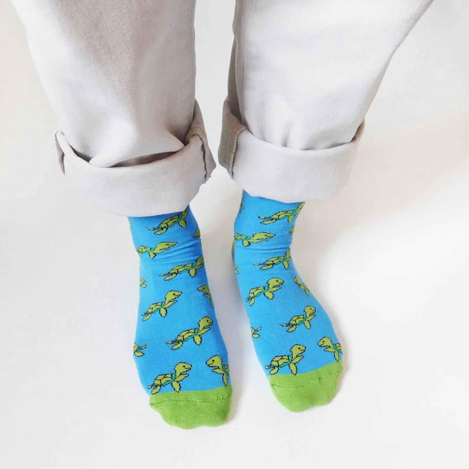 Barekind NZ Save the Turtles bamboo socks for adults, featuring turtle design and comfortable fit, made from eco-friendly bamboo fabric.