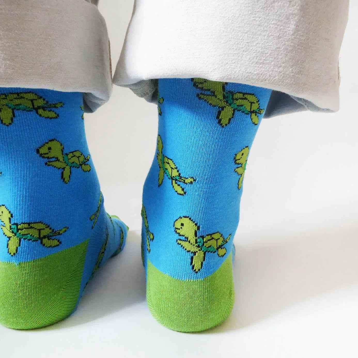 Barekind NZ bamboo socks featuring a turtle design, soft and eco-friendly socks for adults, perfect for casual wear.