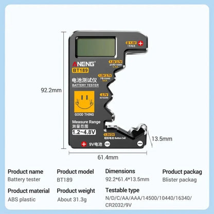 Battery Tester BT189 (Button Cell, AA, AAA, C, D, 9V, 14500, 16340) 9eight5