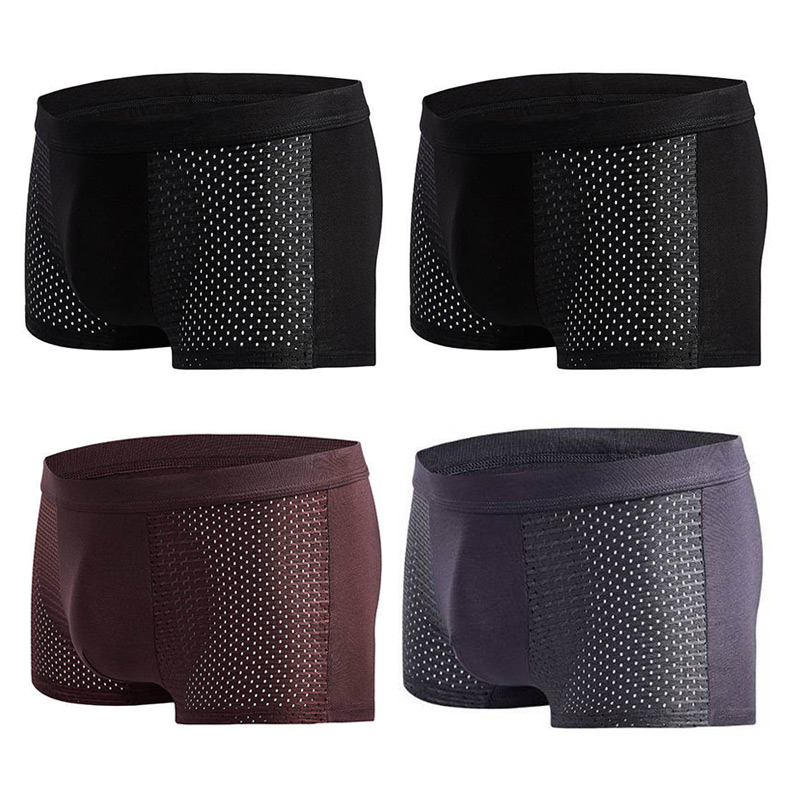 Men's Modal Boxer Shorts — Breathable Mesh Mid-Waist Underwear | Single & 4-Pack