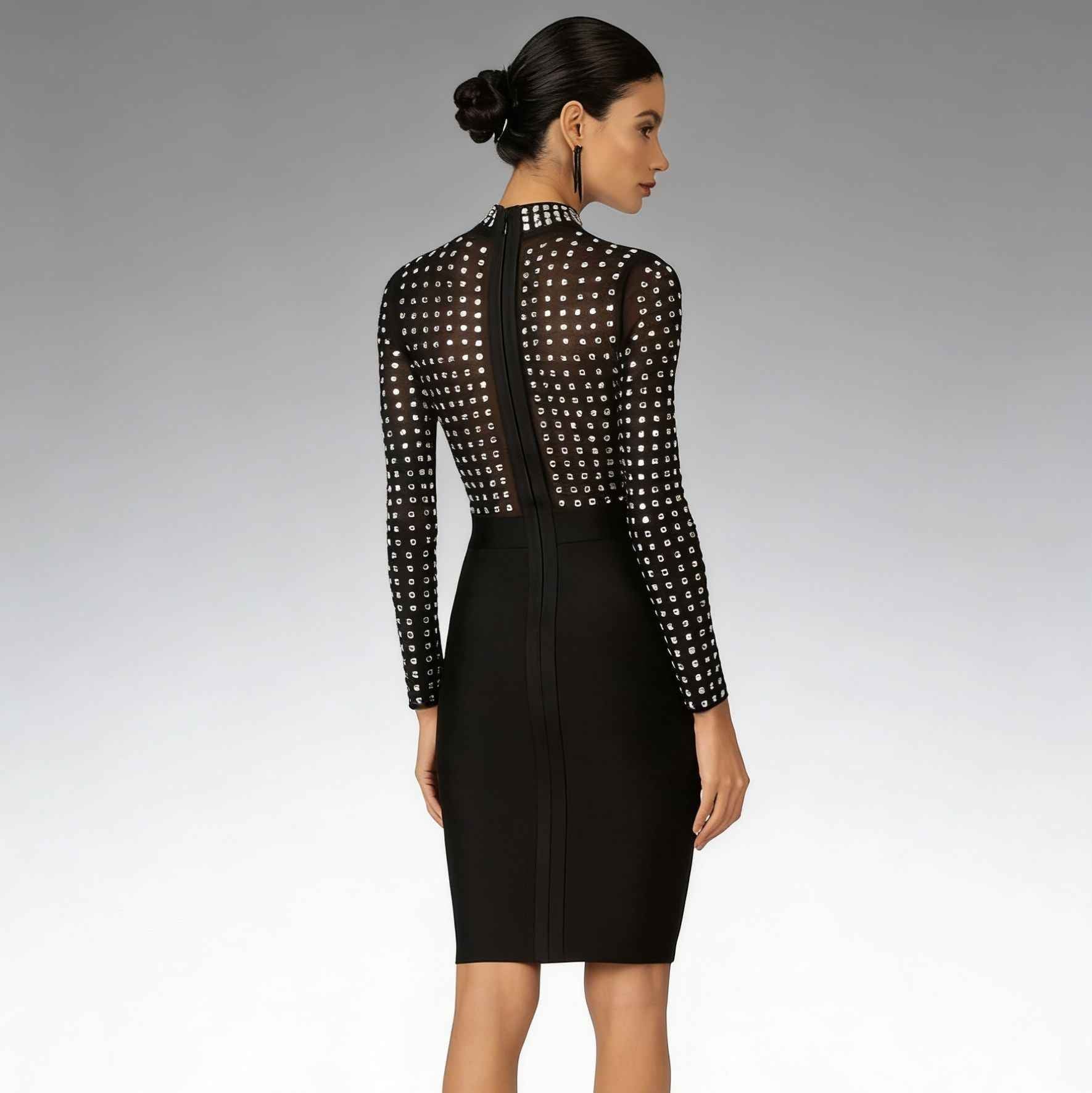 Black Rhinestone Bodycon Bandage Dress