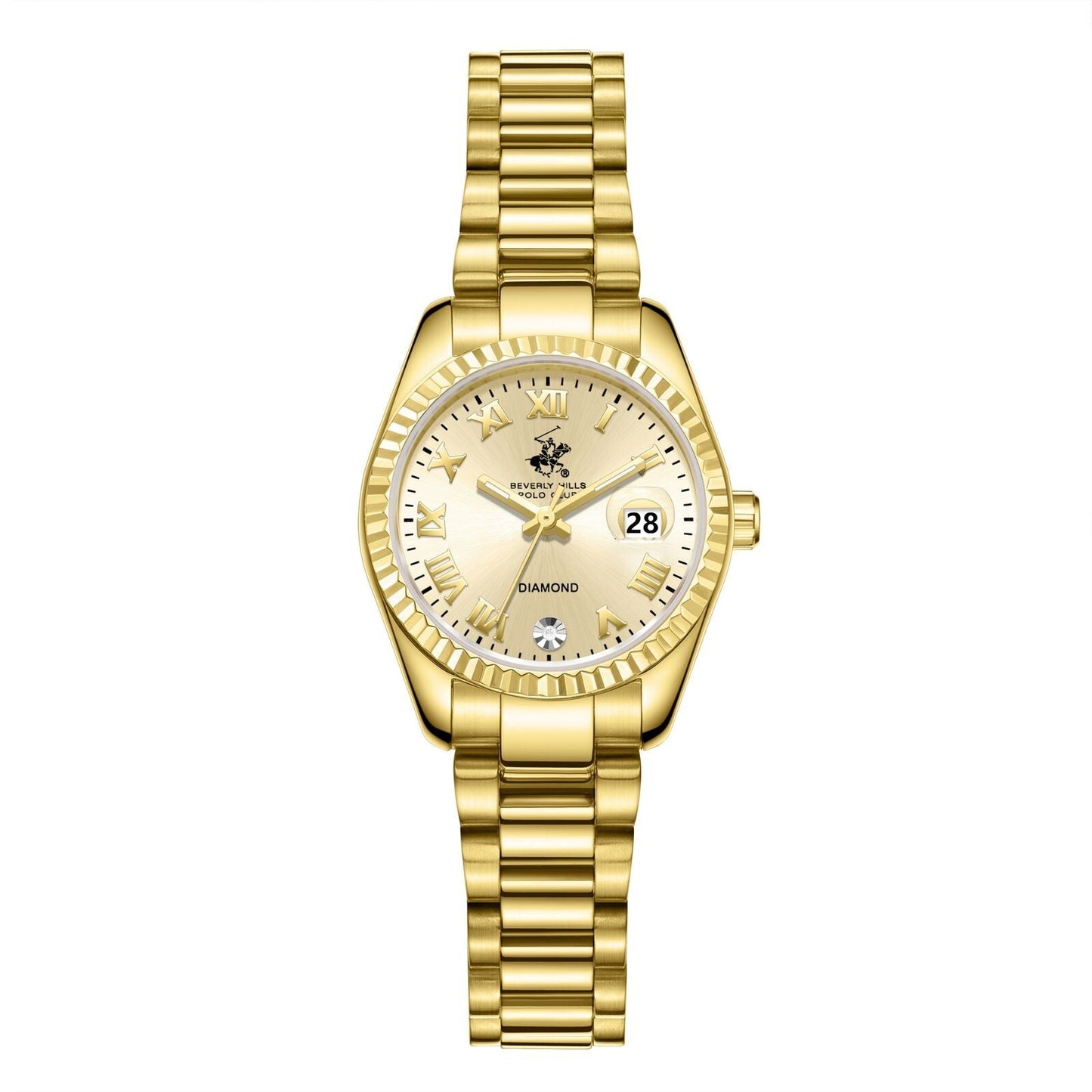Beverly Hills Polo Club Roman Numeral All Gold Diamond Watch - BP3819X.110 Kiwi Watches