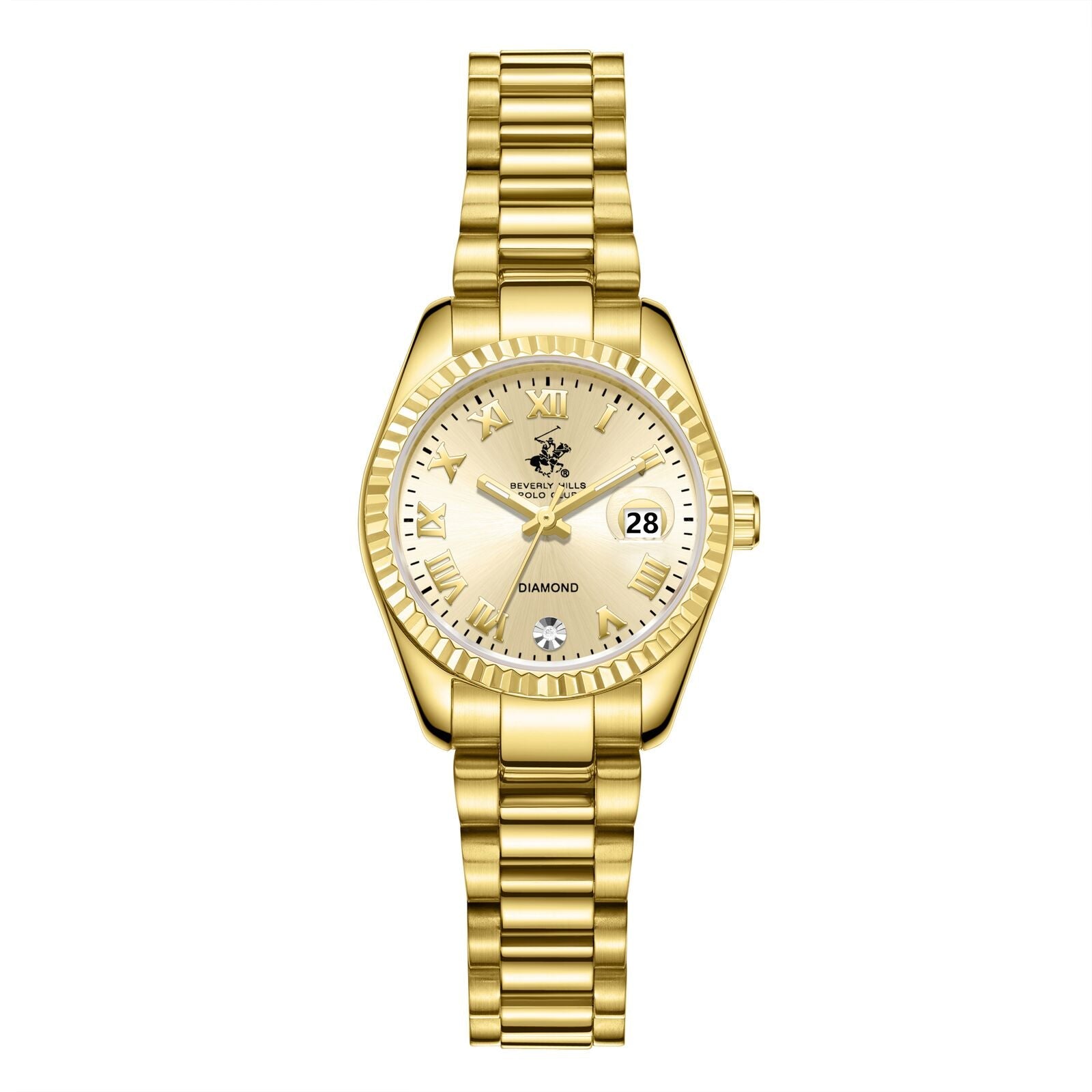 Beverly Hills Polo Club Roman Numeral All Gold Diamond Watch - BP3819X.110 Kiwi Watches