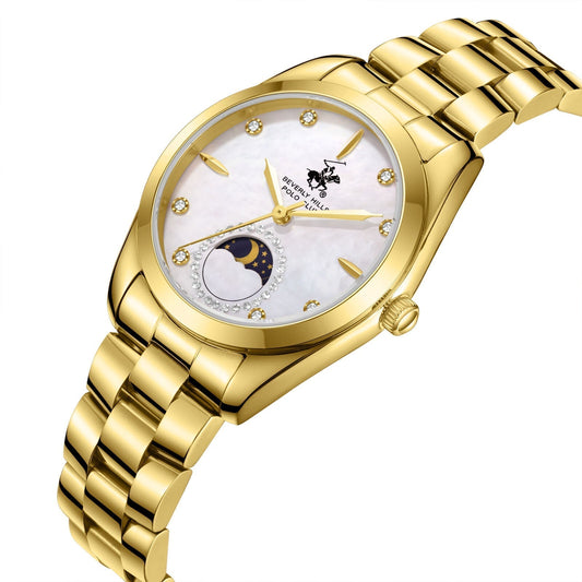 Beverly Hills Polo Club Moonphase Mother Pearl Gold Diamond Watch BP3833X.120 Kiwi Watches