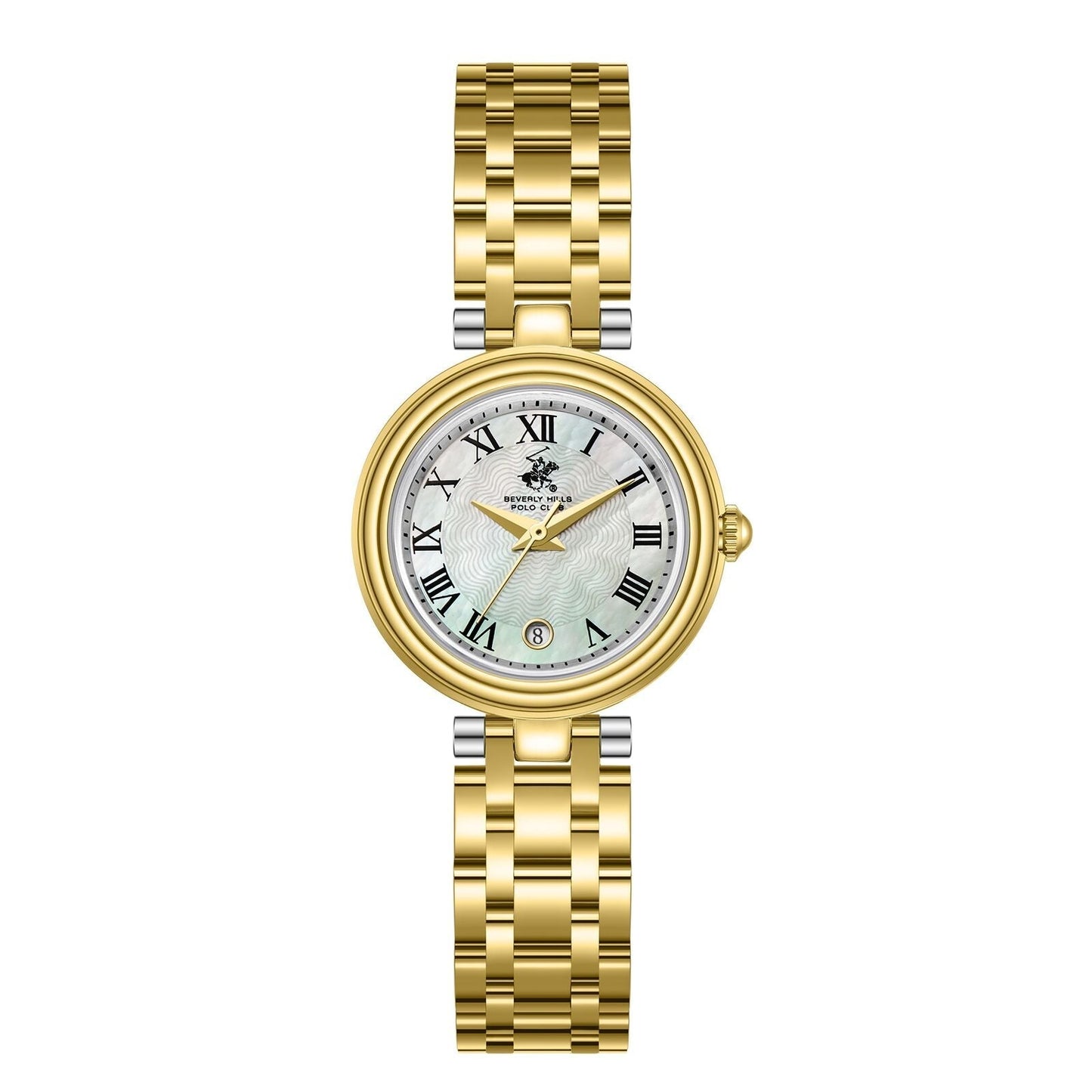 Beverly Hills Polo Club Mother Pearl All Gold Date Watch - BP3838X.120 Kiwi Watches