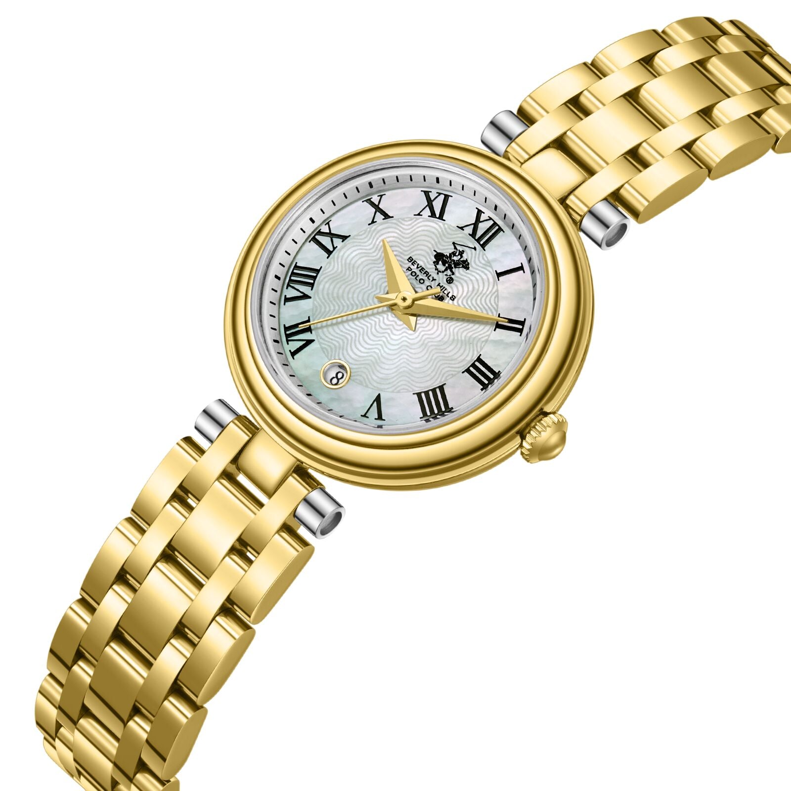 Beverly Hills Polo Club Mother Pearl All Gold Date Watch - BP3838X.120 Kiwi Watches