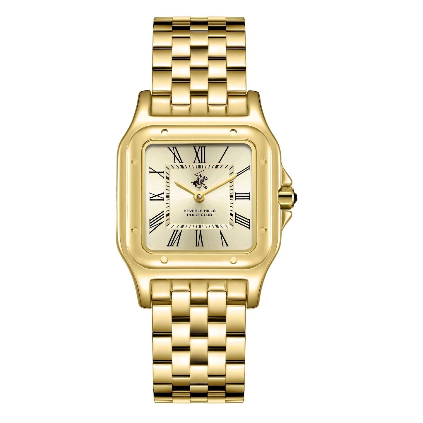 Beverly Hills Polo Club Roman Numeral All Gold Square Watch - BP3824C.110 Kiwi Watches
