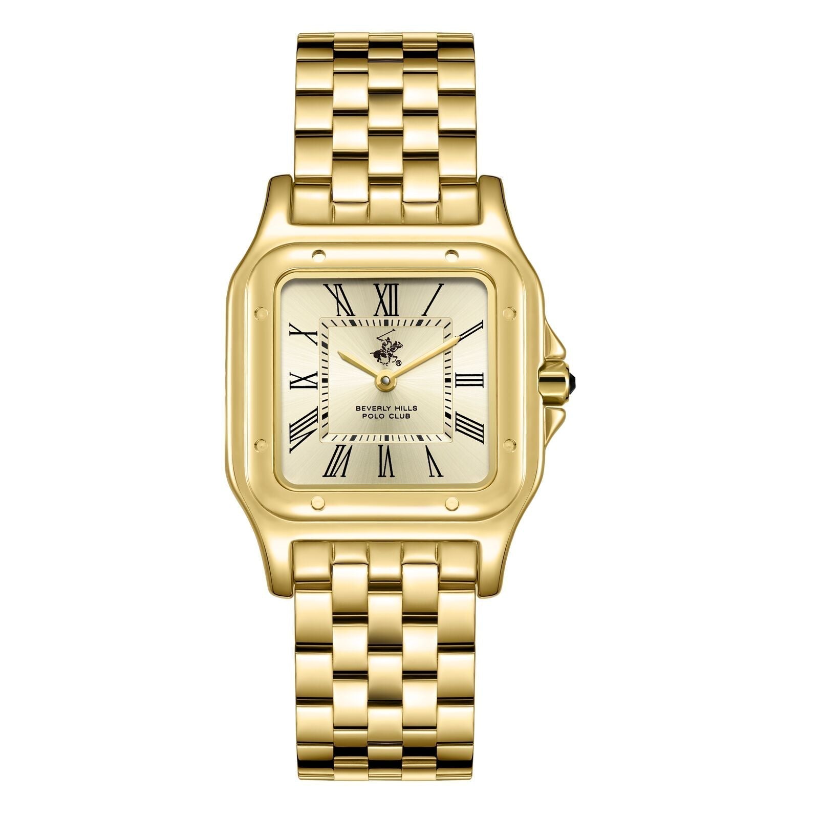 Beverly Hills Polo Club Roman Numeral All Gold Square Watch - BP3824C.110 Kiwi Watches