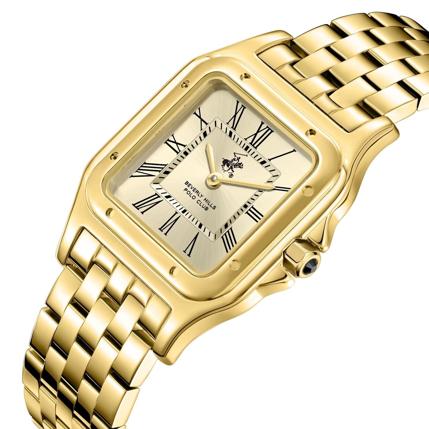 Beverly Hills Polo Club Roman Numeral All Gold Square Watch - BP3824C.110 Kiwi Watches