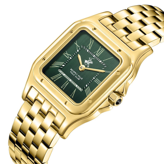 Beverly Hills Polo Club All Gold Green Dial Square Watch - BP3824C.170 Kiwi Watches