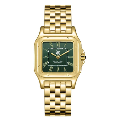 Beverly Hills Polo Club All Gold Green Dial Square Watch - BP3824C.170 Kiwi Watches
