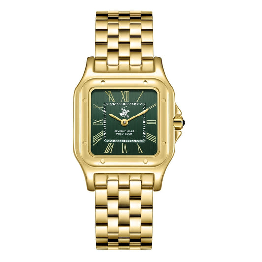 Beverly Hills Polo Club All Gold Green Dial Square Watch - BP3824C.170 Kiwi Watches
